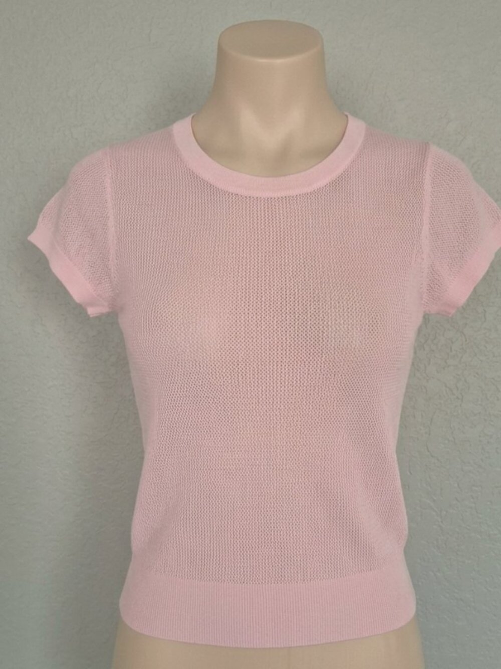 J.Crew 100% Cashmere Short Sleeve Sweater Top – Size XXS – Pale Pink